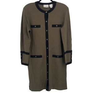 Vintage 90s Classic Preppy Olive Green Secretary Capsule Staple Sweater Dress